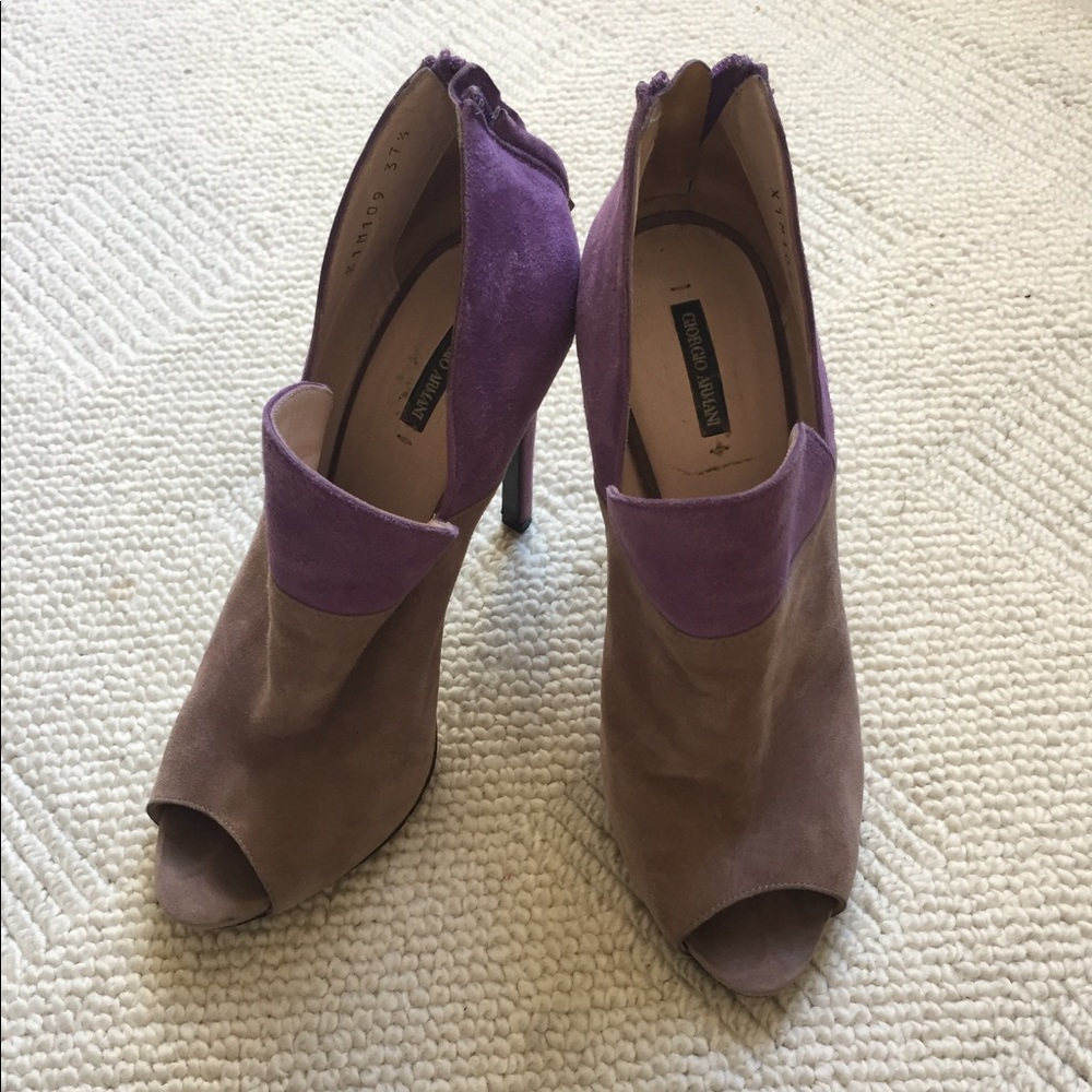 Armani Purple/Tan soft Suede Heels